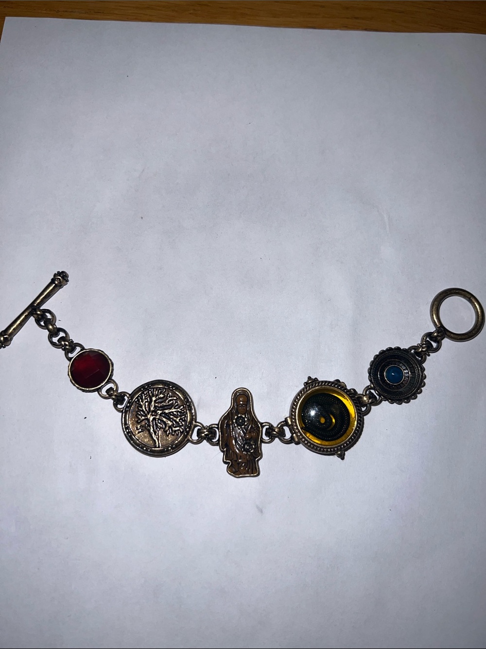 Lucky Brand Religious and Gemstone Link Bracelet buddha, snake, tree of life
